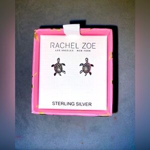 BNIB Rachel Zoe Sterling Silver Turtle Stud Earrings
